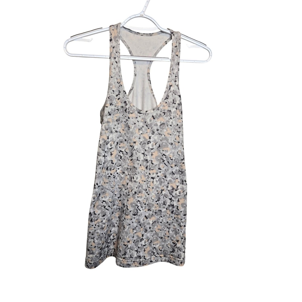 Lululemon Cool Racerback Tank Gray‎ Abstract Camo Yoga Gym Top Womens 4?